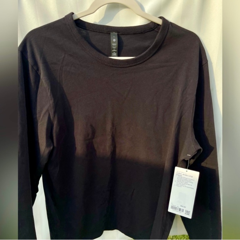Mens Black Lululemon Cotton Long Sleeve Jersey Size Large